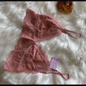 Rose lace triangle bralette